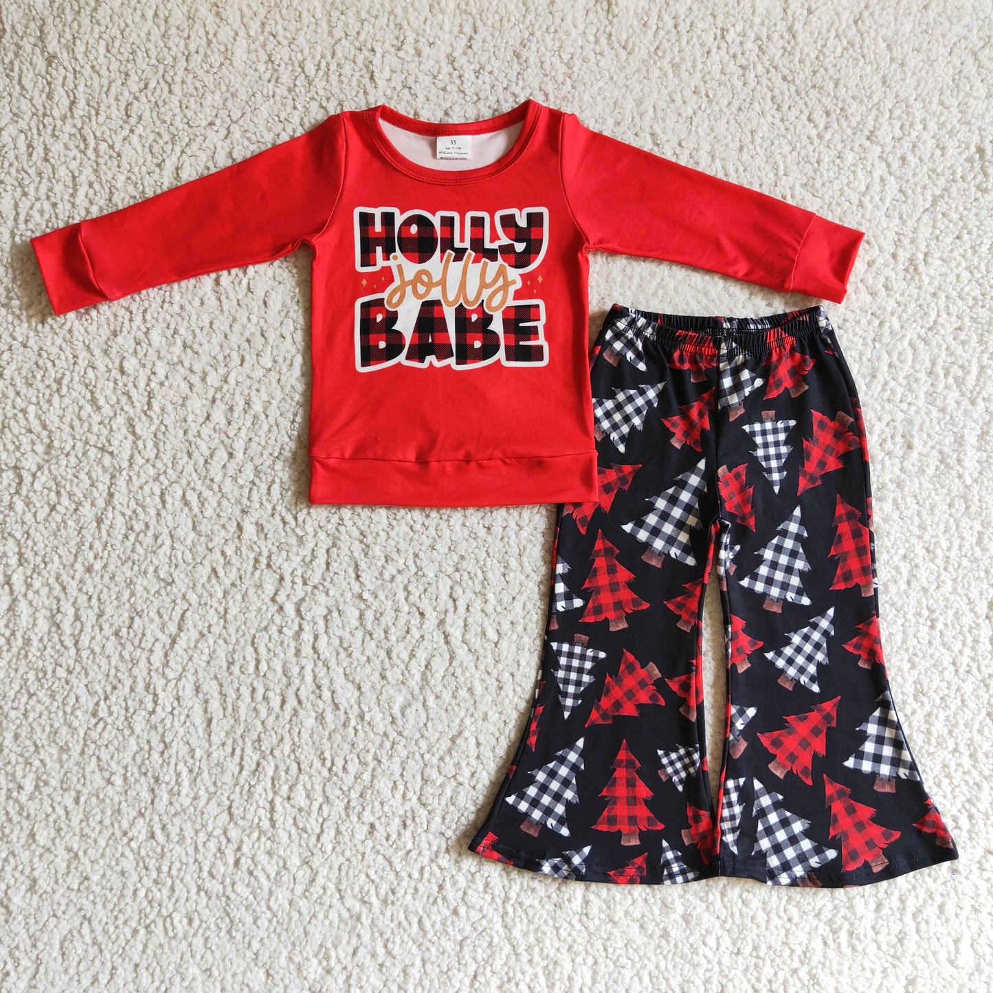 $5.5 GLP0243 Christmas Holly Jolly Babe Tree Girls Set
