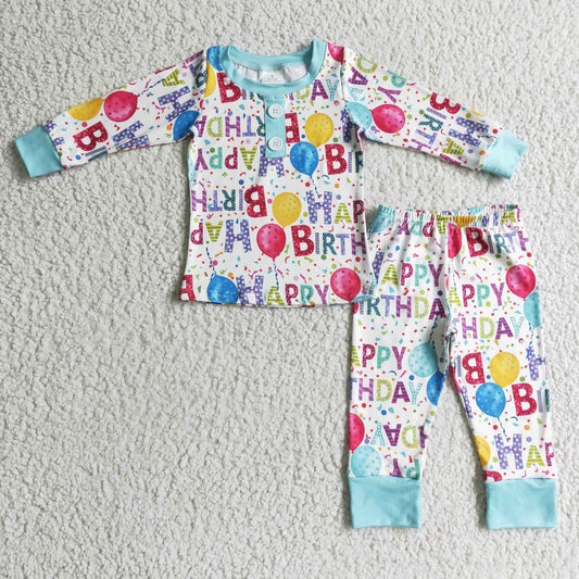 BLP0142 Happy Birthday Blue Boys Pajamas