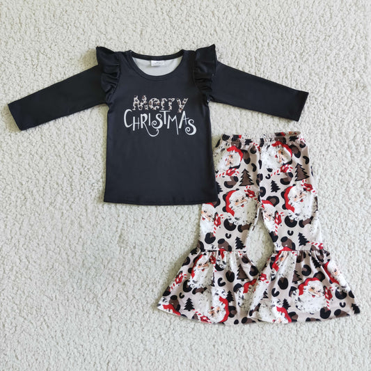 GLP0150 Merry Christmas Santa Leopard Print Girls Set