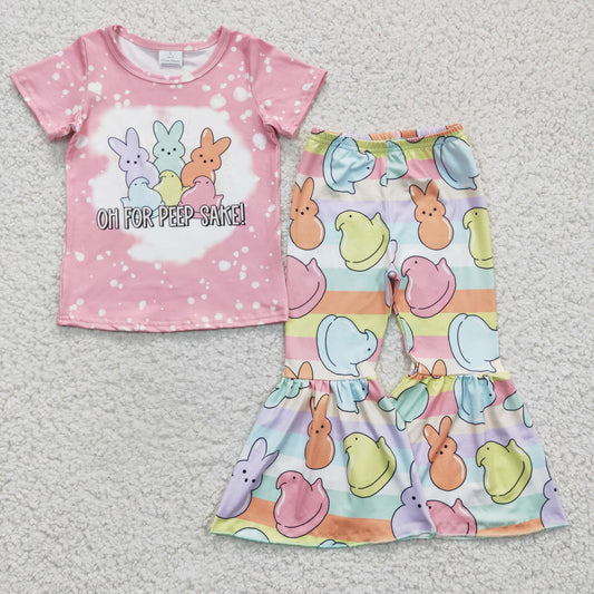 GSPO0435 Pink Bleach Easter Bunny Adorable Girls Outfits