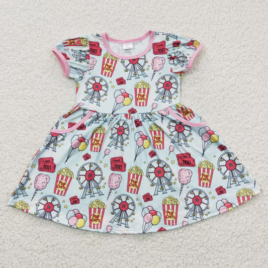 GSD0327 Short Sleeve Pop Flower Balloon Baby Girls Dress