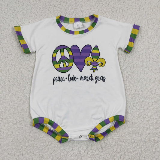 SR0123 Mardi Gras Short Sleeve Kids Romper