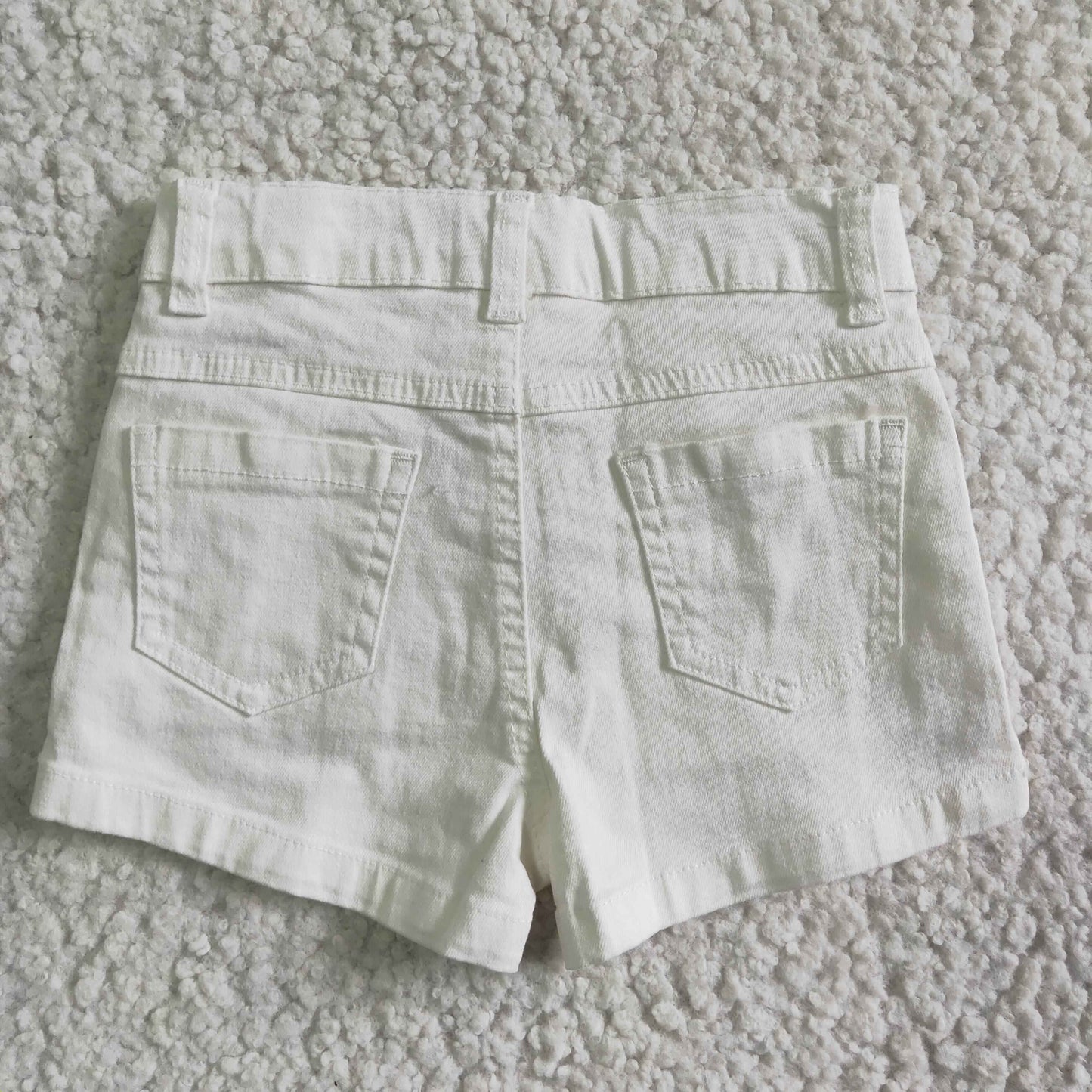 SS0012 White Adorable Ruffles Shorts Jeans