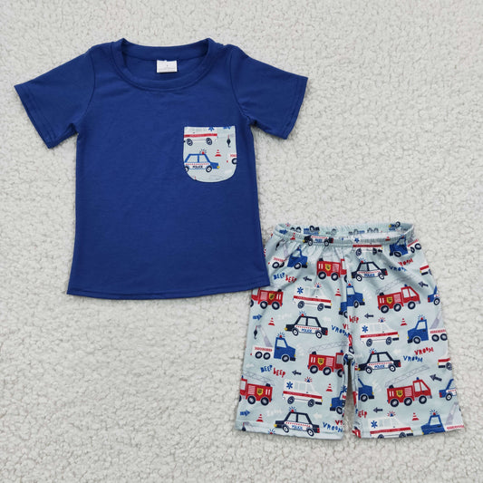 BSSO0121 Blue Boys Car Call Boys Summer Pocket Set