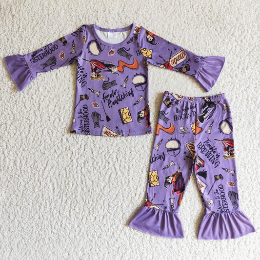 GLP0100 Halloween Purple Cartoon Girls Pajamas