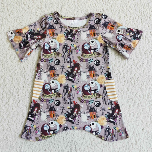 GSD0111 Halloween Cartoon Baby Pocket Dress