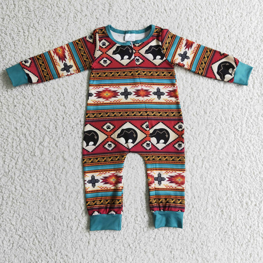 LR0183 Bear Boys Zip Romper