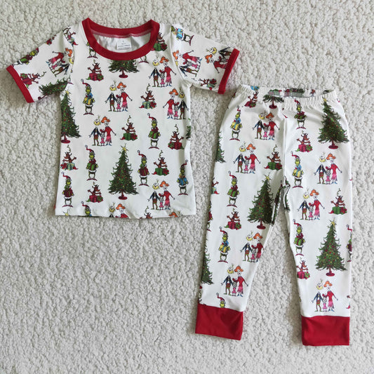 Christmas Boys Short Sleeve Cartoon Pajamas