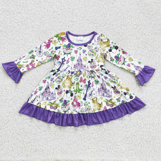 GLD0180 Mardi Gras Purple Girls Dress