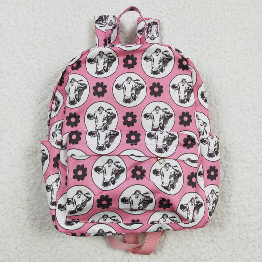 BA0035 Pink Cow Western Flower School Bag
