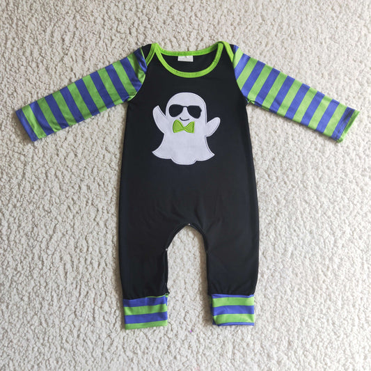 LR0132 Ghost Halloween Embroidery Boys Romper