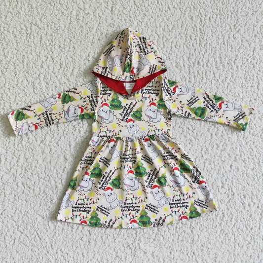 Christmas Hippo Hoodie Dress
