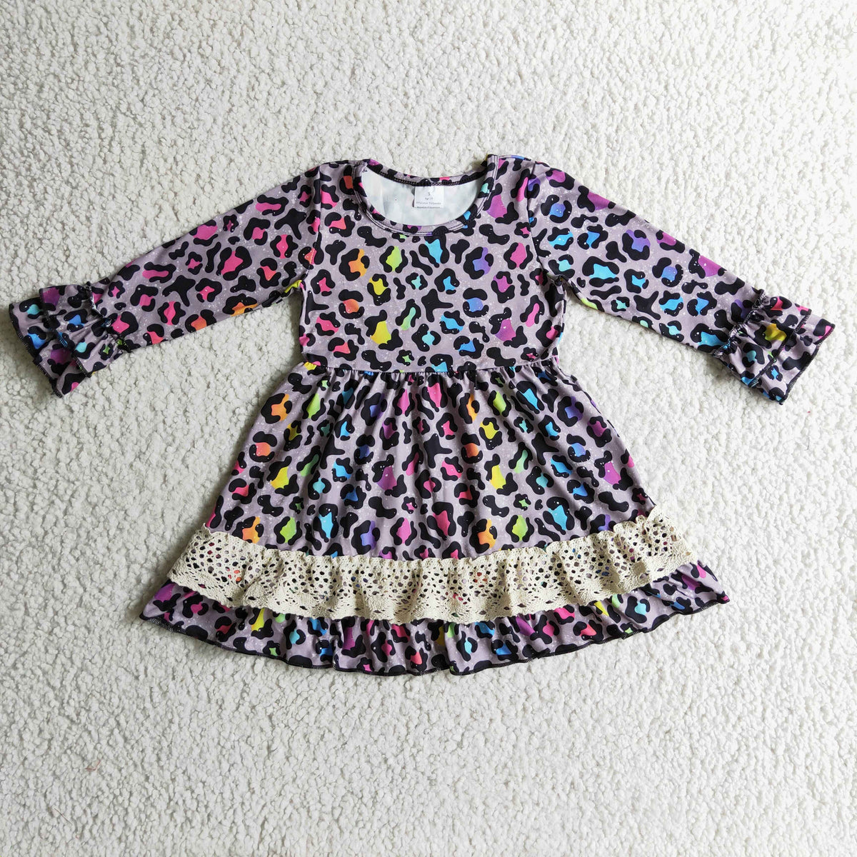 GLD0148 Colorful Leopard Print Lace Dress