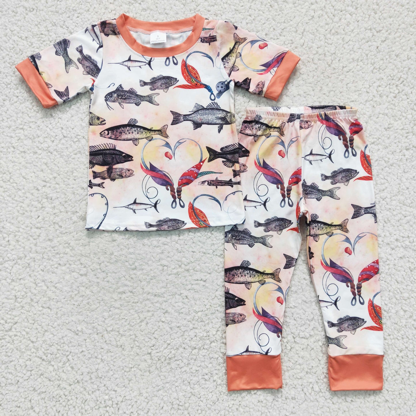 BSPO0041 Orange Fishing Boys Pajamas