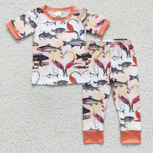 BSPO0041 Orange Fishing Boys Pajamas