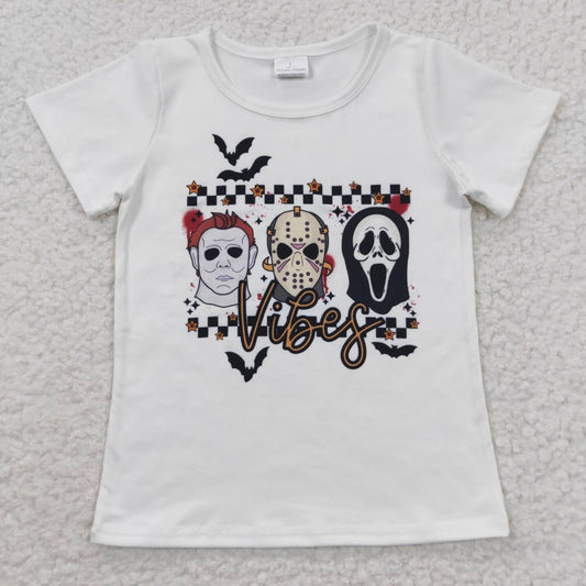 BT0222 Halloween Short Sleeve Vibes Shirts Top