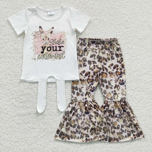 GSPO0354 Easter Shake Your Cottontail Bunny Leopard Print Girls Outfits