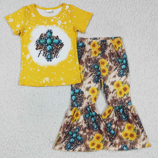 GSPO0269 Yellow Western  Aztec Faith Sunflower Girls Outfits