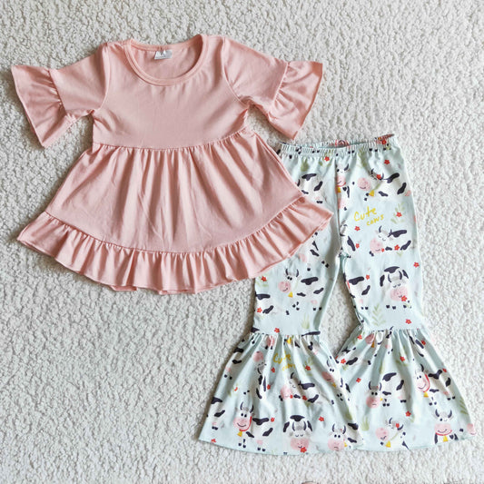 GSPO0115 Pink Farm Bell Pants Girls Outfits