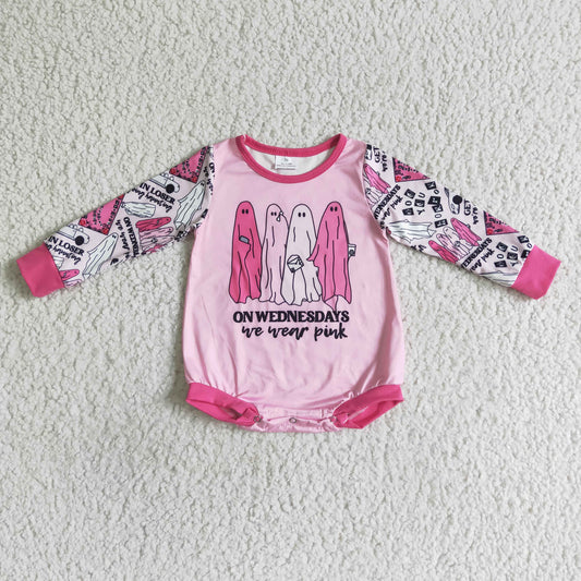 LR0098 Halloween Pink Ghost Bummies Romper