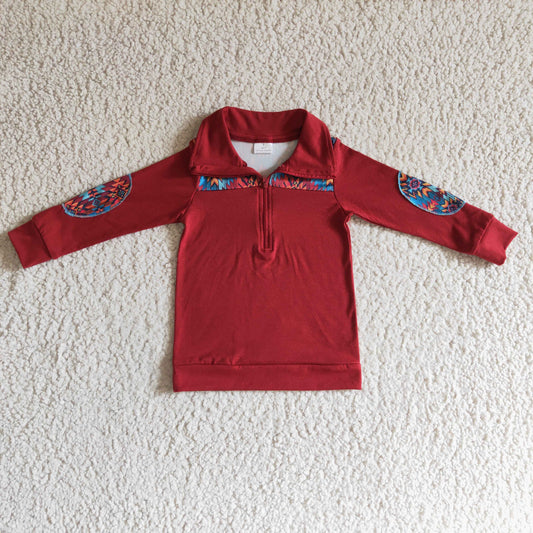 BT0080 Red Aztec Boys Pullover