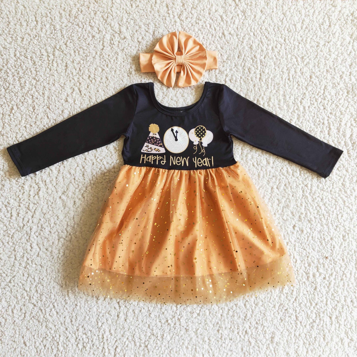 GLD0138 Happy New Year Girls Tutu Dress