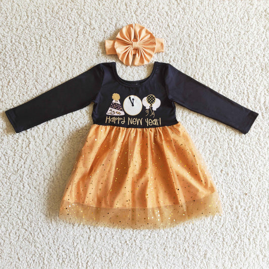 GLD0138 Happy New Year Girls Tutu Dress