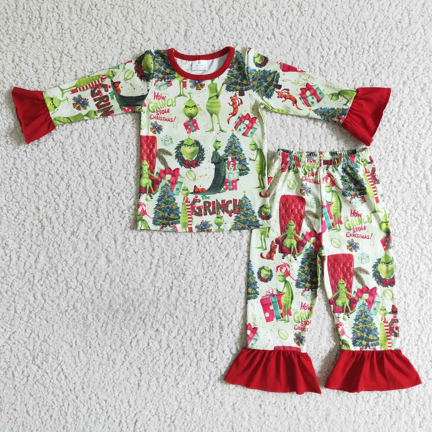 GLP0142 Christmas Green Baby Girls Pajamas