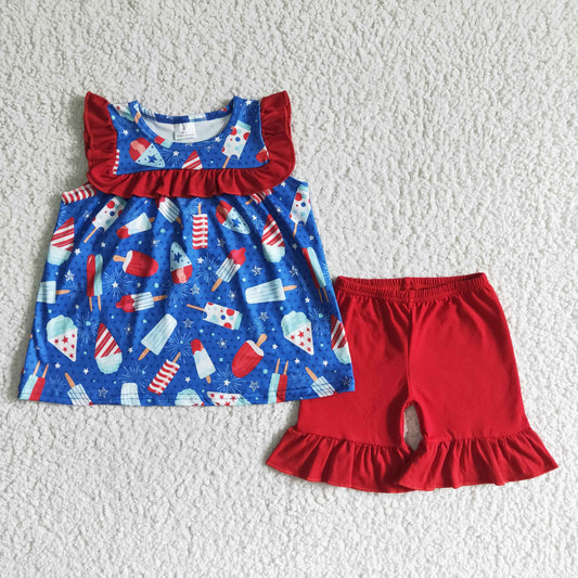 GSSO0044 4th Of July Baby Girls Casual Outfits
