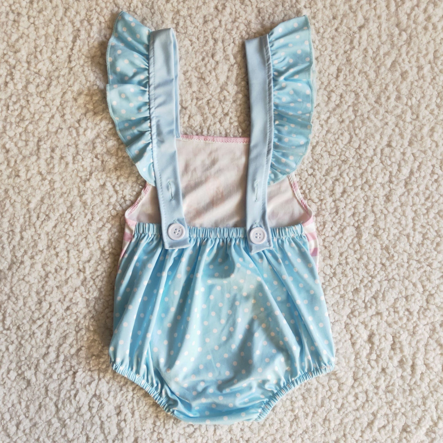 E11-3 Girls Flutter Sleeve Baby Kids Easter Romper