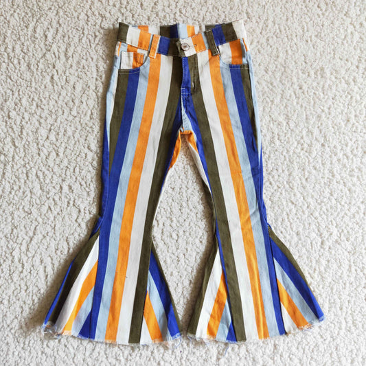 P0029 Striped Blue& Orange Denim Jeans