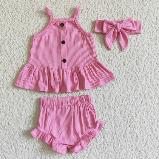 GBO0058 Hot Pink Ribbed Girls Set