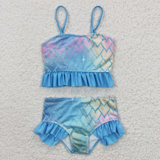 S0061 Blue Scale Bathing Suits Swimsuits