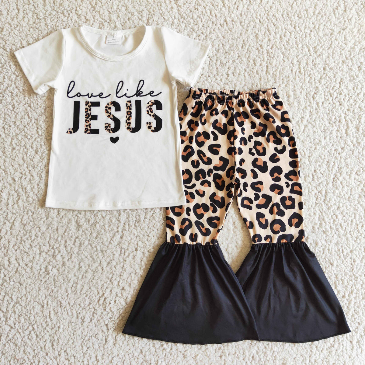 GSPO0243 Love Like Jesus Leopard Print Girls Outfits