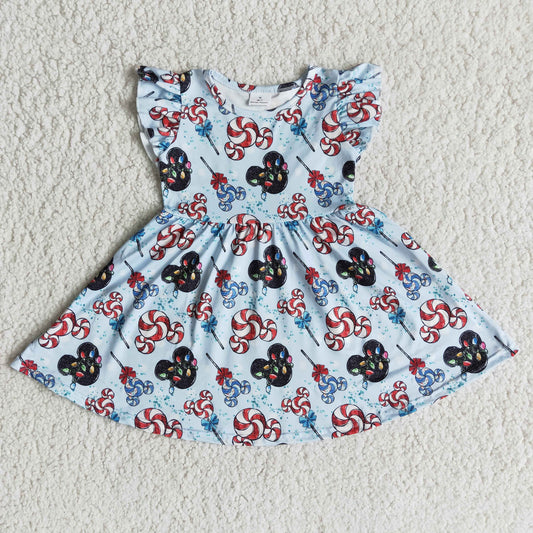 Christmas Flutter Sleeve Twirl Dress