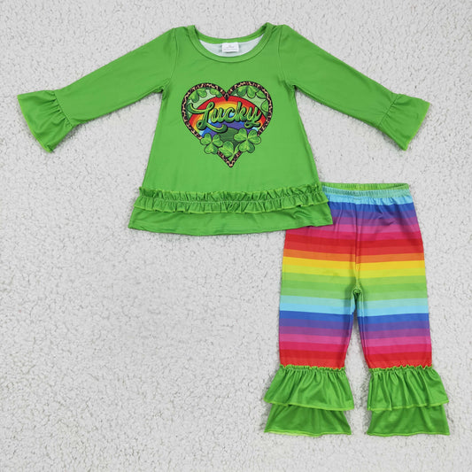GLP0364 Green Lucky St. Patrick's Day Baby Girls Outfits