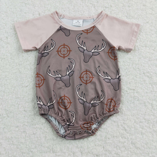 SR0131 Cow Skull Short Sleeve Western Boys Romper