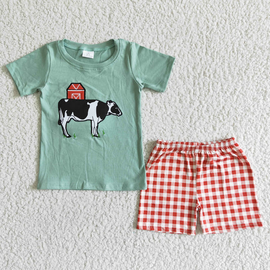 BSSO0001 Boys Embroidery Farm Cow Set