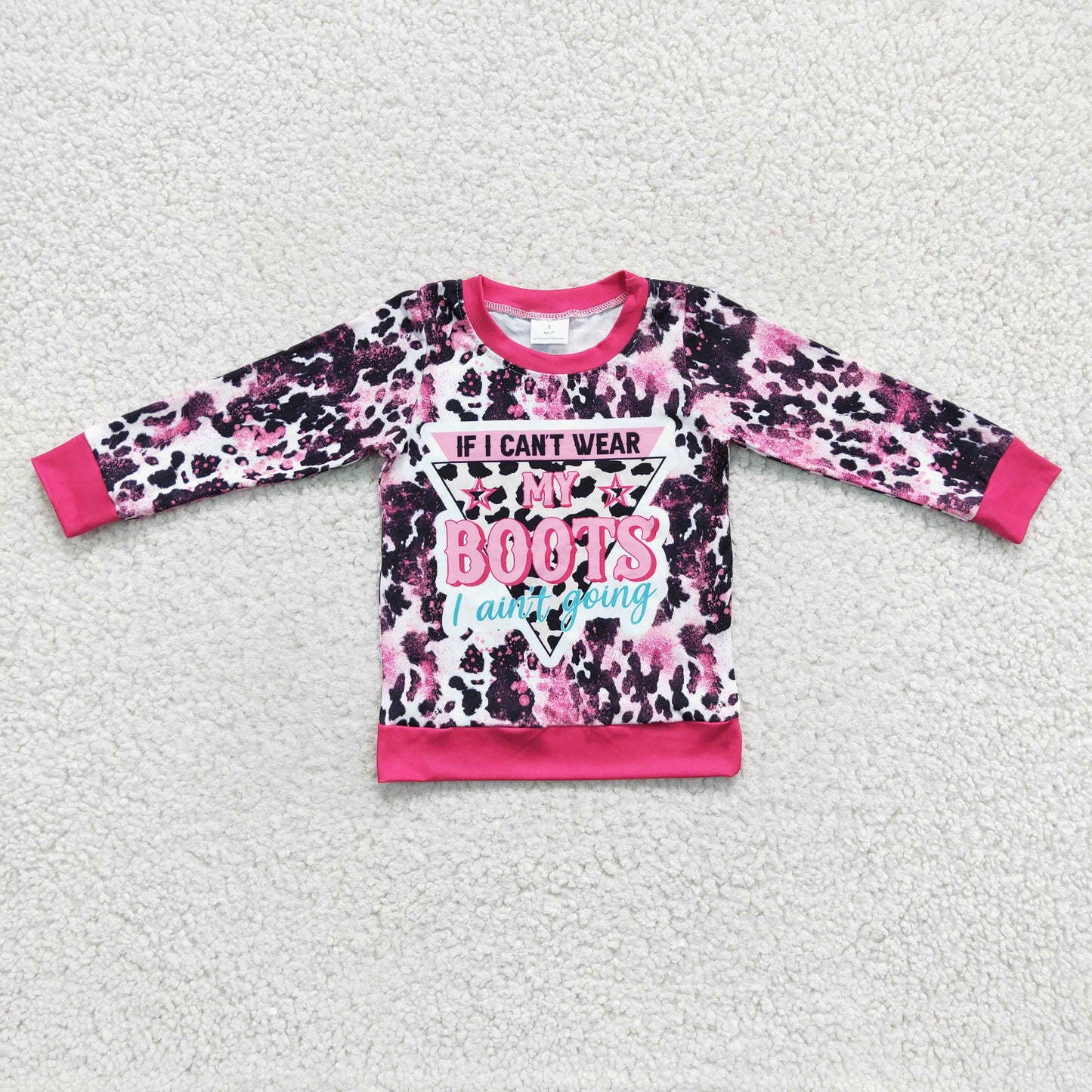 GT0078 Boots Pink Leopard Print Girls T-shirts