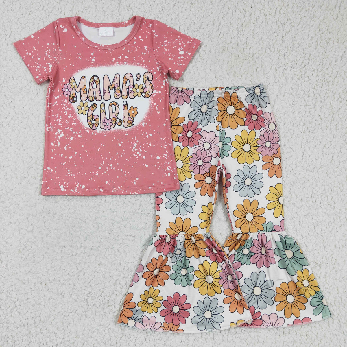 GSPO0317 Pink Mama's Girl Floral Print Baby Kids Outfits