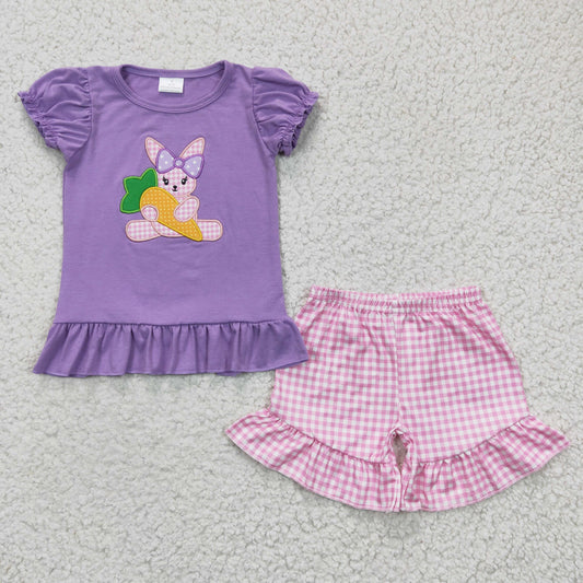 GSSO0126 Easter Bunny Carrot Shorts Baby Girls Set