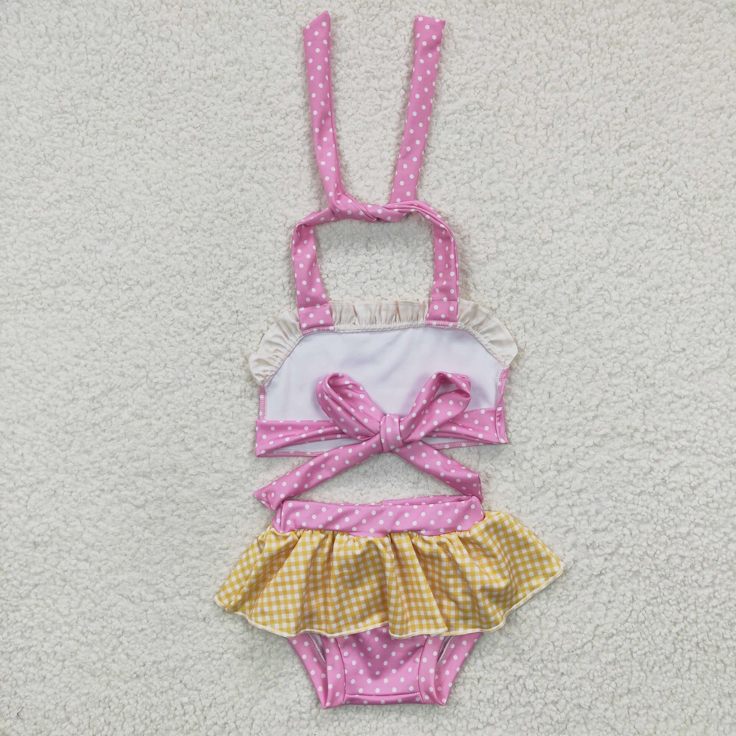 S0058 Pink & Yellow Princess Kids Cartoon Bathing Suits Swimsuits