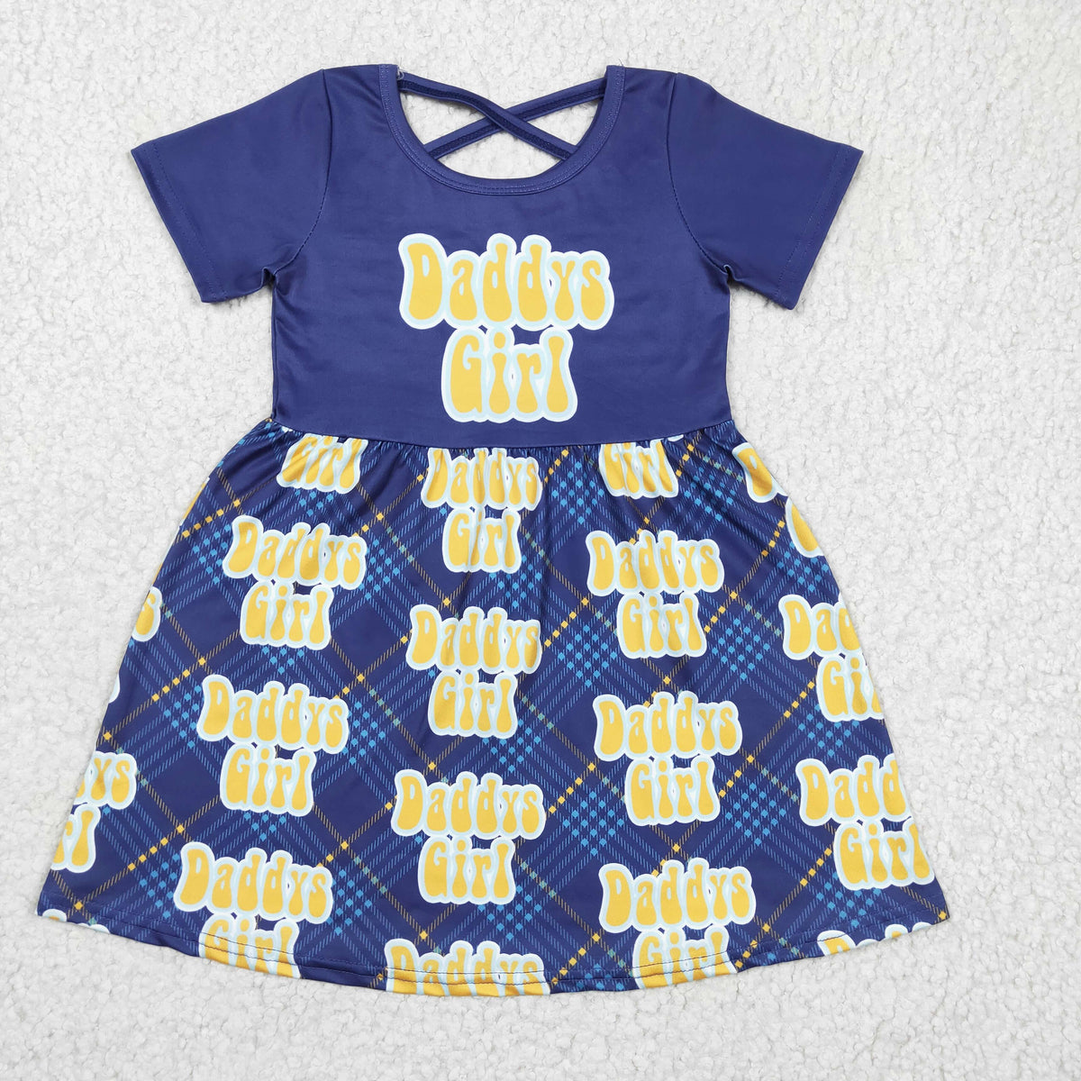 GSD0196 Blue Short Sleeve Daddy's Girl Dress