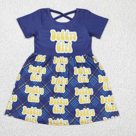 GSD0196 Blue Short Sleeve Daddy's Girl Dress