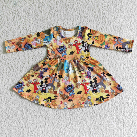 GLD0015 Halloween Cartoon Baby Girls Dress