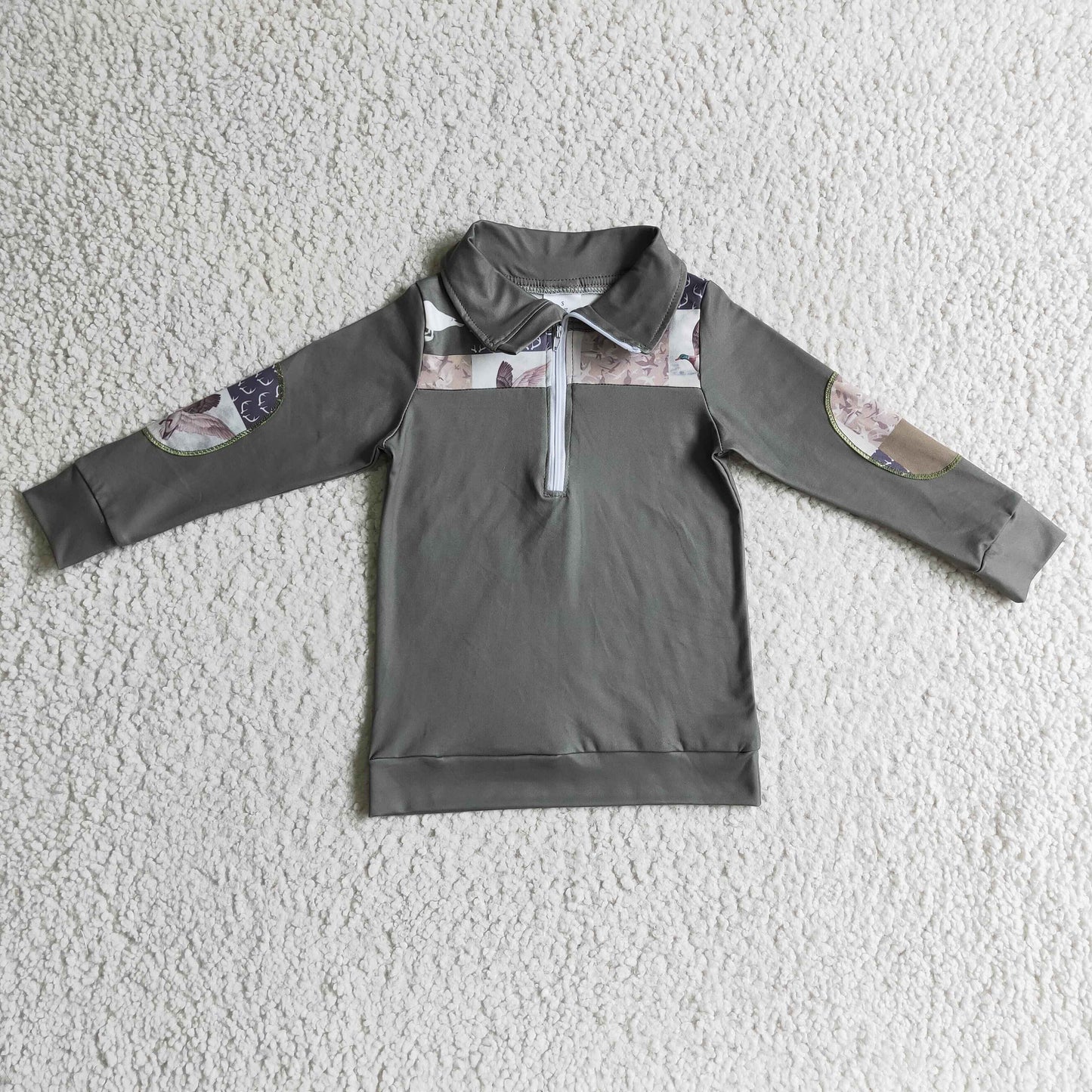 BT0103 Hunting Mallard Duck Teal Boys Green Pullover