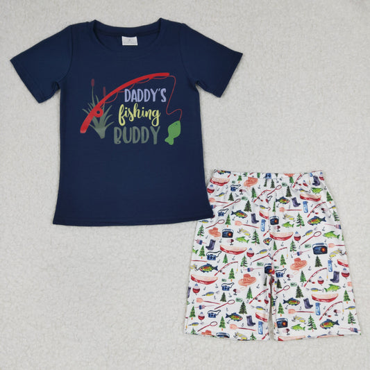 BSSO0152 Vinyl Daddy's Fishing Buddy Summer Boys Navy Set