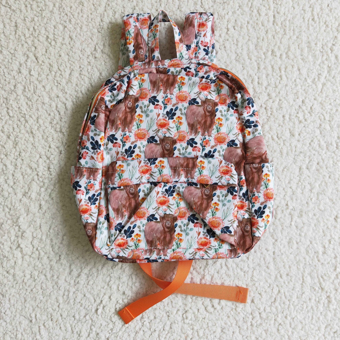 BA0027 Highland Cow Orange Flower Bag