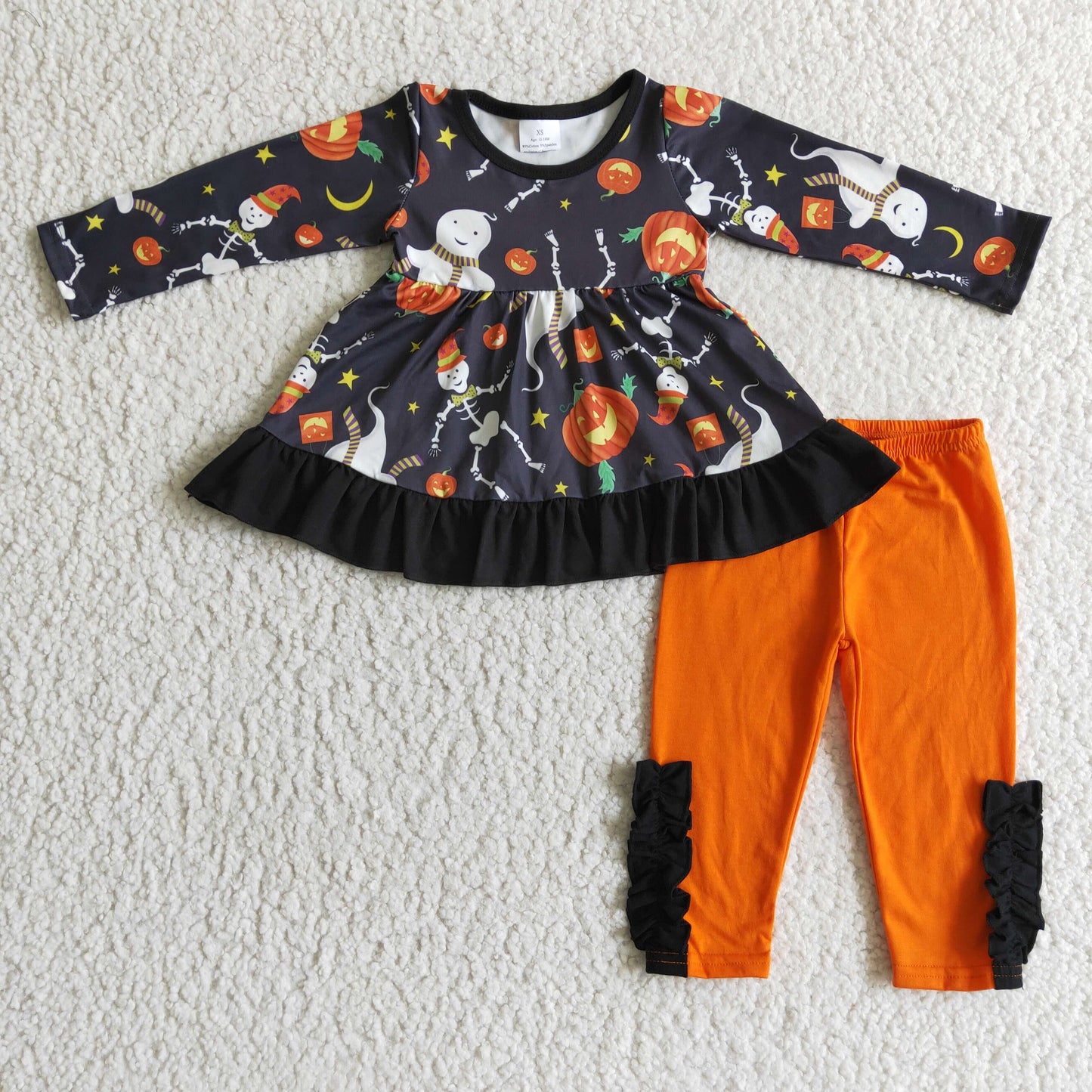 GLP0092 Halloween Orange Pants Girls Tunic Outfits