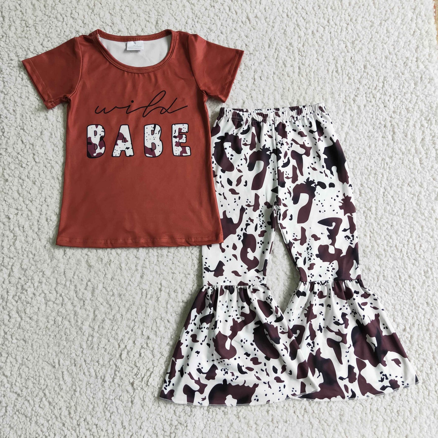 GSPO0164 Brown Wild Babe Cow Print Girls Outfits